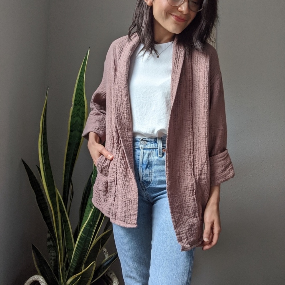 Aritzia Mauve Textured Open Blazer Jacket